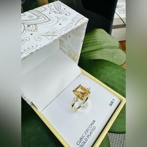 Gold-tone champagne Stone Ring.